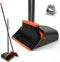 Broom and Dustpan Set for Home, JEHONN Long Handle Lightweight Indoor Broom Set Heavy Duty, Upright Standing Dust Pan with Comb Teeth Store Sweep Set for Room Kitchen Office Lobby