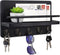 Key Holder and Mail Shelf Wall Mounted, Decorative Wall Mail Organizer with Shelf, Wood Hanging Mail Sorter Shelf with 5 Key Hooks, 100% Pine Wood Letter, Bill and Newspaper Storage Shelf (Black)