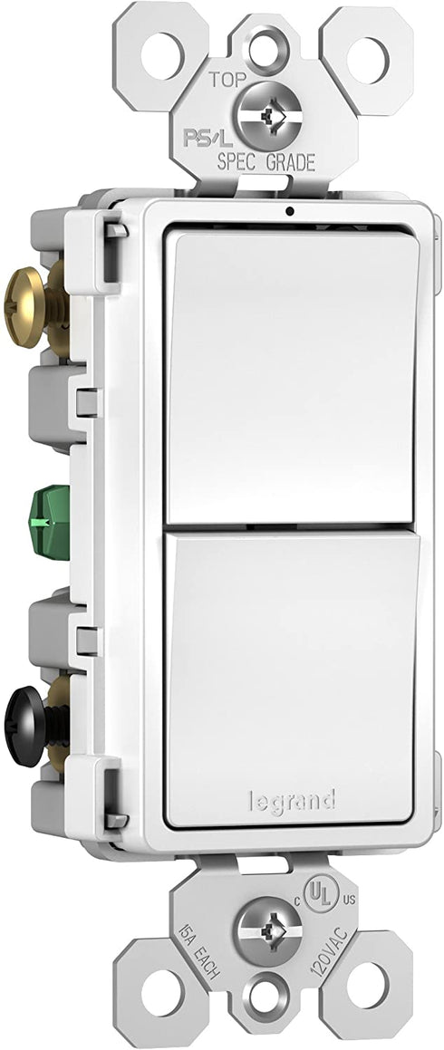 Legrand radiant 15 Amp Combination Switches, Rocker Wall Light Switch, White, 2 3-Way Switches, RCD33WCC6