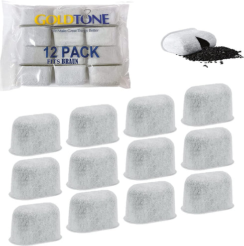 GOLDTONE Activated Carbon Water Filters fits BRAUN Coffee Makers and Brewers Replacement for your BRAUN Charcoal Water Filter (12 Pack)