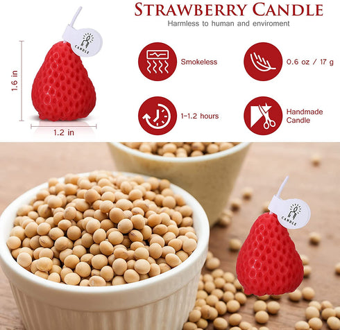 Nuanchu 8 Pieces Valentine Day Red Strawberry Candle Strawberry Shaped Scented Candle Mini Soy Wax Candle Small Scented Candle Wax Decorative Candle for Bedroom Bathroom Decoration Parties, 2 Packs