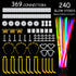 KarberDark Glowstick, (609 Pcs Total) 240 Glow Sticks Bulk 7 Colour and Connectors for Caps Bracelets Necklaces Balls Eyeglasses and More, Light up Toy Glow in The Dark Stick for Kid Party Birthday