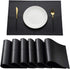 AHHFSMEI Faux Leather Placemats for Dining Table Waterproof Rectangle Place mats Luxury Decor Table Mats Double Faced Set of 6 (Black)