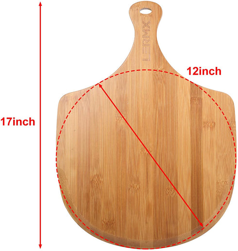 Pizza Peel, Premium Bamboo Pizza Spatula Paddle Cutting Board Handle (Baking Pizza, Bread, Cutting Fruit, Vegetables, Cheese)