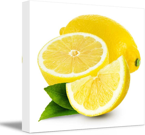 Canvas Prints Wall Art - Fresh Lemon Fruits Photograph | Modern Wall Decor/Home Decoration Stretched Gallery Canvas Wrap Giclee Print & Ready to Hang - 24" x 24"