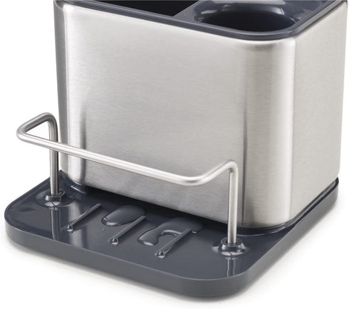 Joseph Joseph Surface Sink Caddy Stainless Steel Sponge Holder Organizer Tidy Drains Water for Kitchen, Small, Silver
