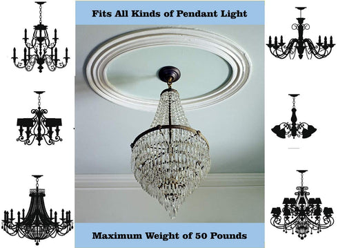 Sangle Soppfy Vingage Canopy Kit and Pendant Light Fixture Chain for Chandelier or Swag Light Fixtures ,Maximum Weight of 50 Pounds , 6 feet ,Heavy Duty,5 Inches Diameter, Black