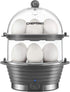 Chefman Electric Egg Cooker Boiler, Rapid Egg-Maker & Poacher, Food & Vegetable Steamer, Quickly Makes 12 Eggs, Hard or Soft Boiled, Poaching and Omelet Trays Included, Ready Signal, BPA-Free, Grey
