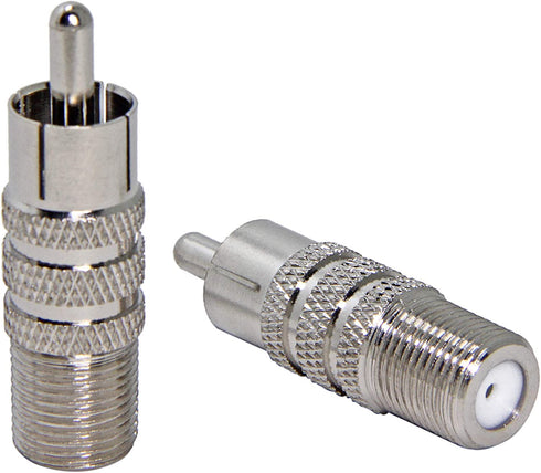 Coax to RCA Adapter, 2-Pack F Female to RCA Male Convertor, Coaxial Cable Connector for Subwoofer, Receiver, Game Console, TV, Monitor