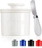 Warome Butter Crock with Knife,4.5OZ White Butter Keeper with Water Line/French Butter Dish/Butter Storage/Butter Dish with Lid ,Ceramic Butter Container, Keep the Butter Fluffy & Fresh