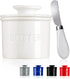 Warome Butter Crock with Knife,4.5OZ White Butter Keeper with Water Line/French Butter Dish/Butter Storage/Butter Dish with Lid ,Ceramic Butter Container, Keep the Butter Fluffy & Fresh