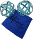 Brightest Place Blue Metal Band Decorative Spheres Set of 2 and Microfiber Dusting Cloth