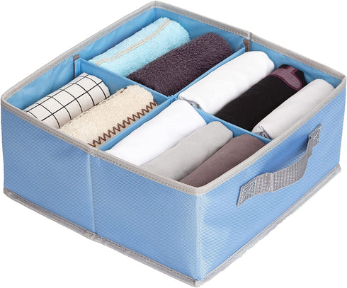 Drawer Organizer, TopMade Foldable Underwear Drawer Organizer Clothes Drawer Dividers Desk Closet Organizer Dresser Fabric Bin Shelves Storage Baskets Box for Bra Sock Ties, 4 Cell Drawer Organization
