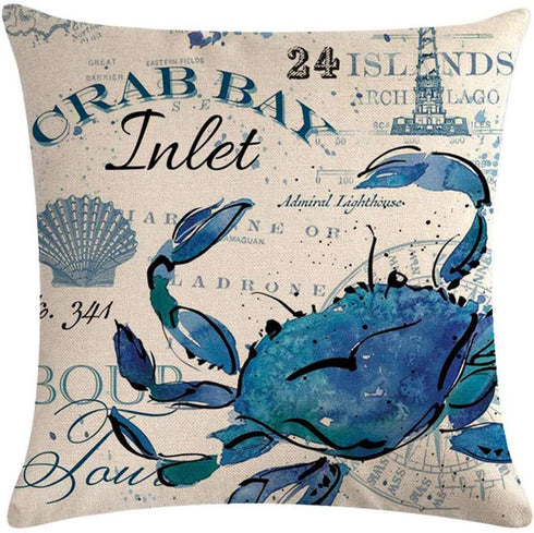 ULOVE LOVE YOURSELF Sea Throw Pillow Covers Only Ocean Theme Seahorse-Octopus-Starfish-Crab Pattern Beach House Decorative Cushion Cover Coastal Pillowcases 18—18,4Pack (Ocean Theme)