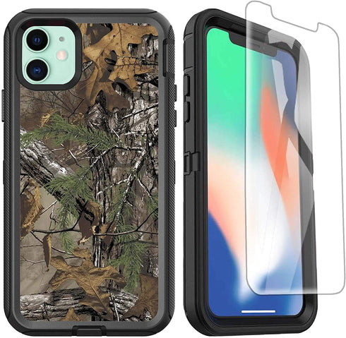 OTTARTAKS iPhone 11 Case for Men Boys Camo Design, iPhone 11 Case with Screen Protector, Shockproof 3-Layer Full Body Rugged Heavy Duty Protective Case for iPhone 11 6.1inch, Camouflage