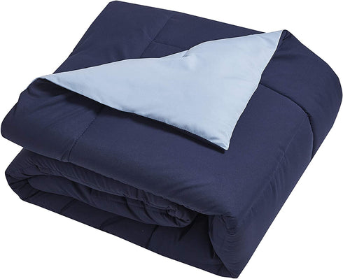 Blue Ridge Home Fashions Two-Tone Reversible Microfiber Down Alternative All Season Comforter-Hypoallergenic Polyester Fill, King, Navy/Light Blue