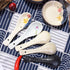 Whitenesser Japanese Retro Soup Spoons Set of 5, Ceramic Spoon Suitable for Soup, Gravy, Cake, Oatmeal, Chaos, Dumplings,Salad