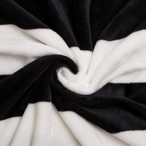 NTBAY Flannel Throw Blanket, Super Soft with Black and White Stripe (51"x 68")