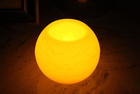EcoGecko 4.63 Inch Round Wax Sphere LED Flameless Candle with 5 Hour Timer, AA Batteries, Super Long Battery Life