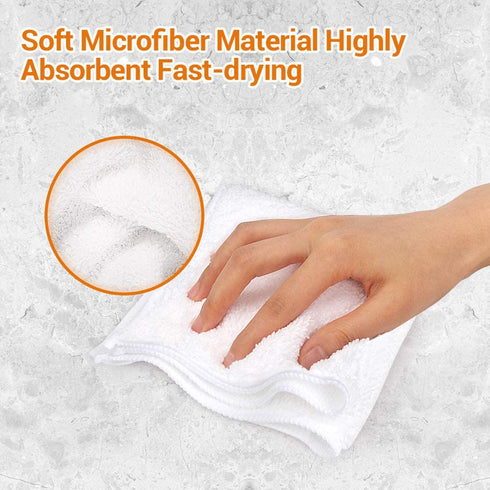 AIDEA Microfiber Cleaning Cloths White-50PK, Strong Water Absorption, Lint-Free, Scratch-Free, Streak-Free, Dish Towels White (11.5in.x 11.5in.)