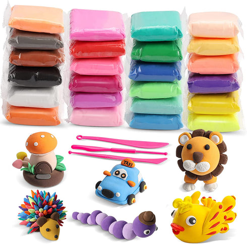 Modeling Clay Kit - 24 Colors Air Dry Ultra Light Clay, Safe & Non-Toxic, Great Gift for Kids.