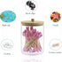 2 Pack Acrylic Qtip Holder Dispenser with Bamboo Lid,Cotton Ball Pad Round Swab Holder Apothecary Bathroom Canister Jars,Clear Plastic Vanity Organizer for Countertop Storage and Organization