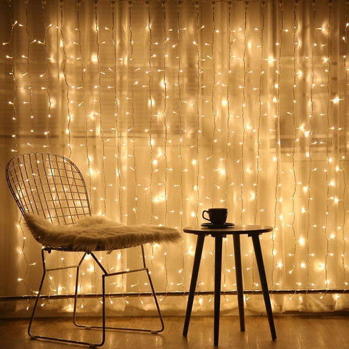 Brightown Hanging Window Curtain Lights 9.8 Ft Dimmable & Connectable with 300 LED, Remote, 8 Lighting Modes, Timer for Bedroom Wall Party Indoor Outdoor Decor, Warm White(Curtain is Not Included)