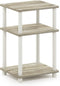 Furinno Just 3-Tier Turn-N-Tube End Table / Side Table / Night Stand / Bedside Table with Plastic Poles, 1-Pack, Sonoma Oak/White
