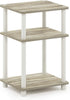 Furinno Just 3-Tier Turn-N-Tube End Table / Side Table / Night Stand / Bedside Table with Plastic Poles, 1-Pack, Sonoma Oak/White