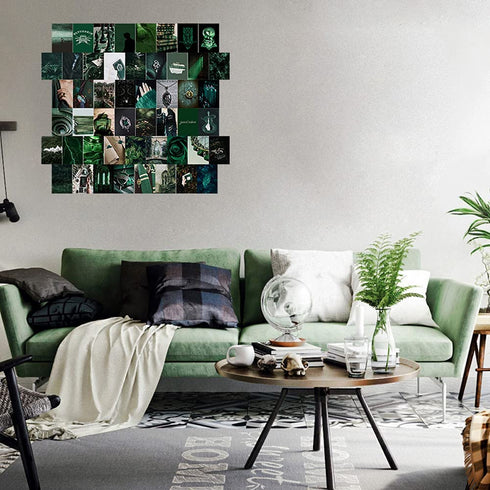 Menoeceus 50PCS Green Aesthetic Pictures Wall Collage Kit, Dark Magic Indie Room Decor, Wall Art Print for VSCO Girl, Boho Wall Collage Kit, Picture Collage Kit for Dorm Posters