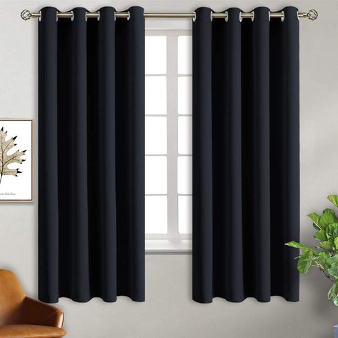 BGment Blackout Curtains for Bedroom - Grommet Thermal Insulated Room Darkening Curtains for Living Room, Set of 2 Panels (46 x 63 Inch, Black)