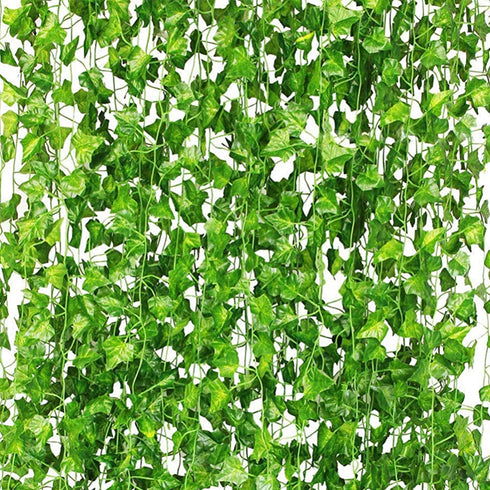 CQURE 24 Pack 168Ft Artificial Ivy Garland,Ivy Garland Fake Vines Leaf Garland Green Leaves Fake Plants Hanging Vine Plant Greenery Garland for Bedroom Wedding Party Garden Wall Decoration
