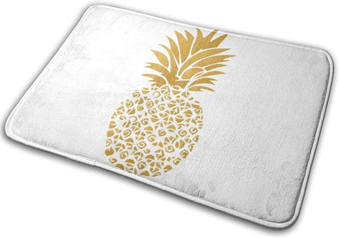 Gold Pineapple Memory Foam Bath Mats, Soft Non Slip Absorbent Bath Rugs for Livingroom & Bathroom Rug Carpet 15.8" x 23.6"