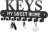 Black Metal Key Holder Hooks with Sweet Home Decorative for Wall Mounted Decor to Hang Keys Scarves Pet Leashes in Front Door Kitchen Garage Campers and Cabin, 8 Hook Racks