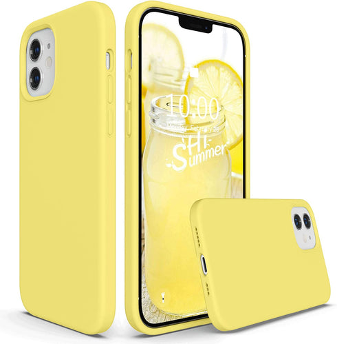 SURPHY Silicone Case Compatible with iPhone 12 Case and iPhone 12 Pro Case 6.1 inch 2020, Liquid Silicone Phone Case (with Microfiber Lining) Designed for iPhone 12 & 12 Pro (Yellow)