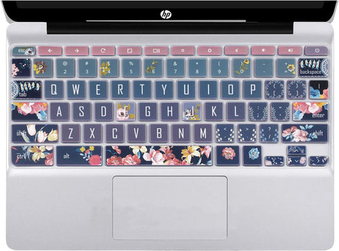 SANFORIN Silicon Keyboard Cover Skin for HP Chromebook 11 x360 11.6", Chromebook 11 G2/G3/G4/G5/G6 EE/G7 EE 11.6’’, HP Chromebook 14-ca 14-ak 14-X Series,HP Chromebook 14 G2 G3 G4,Red Flower
