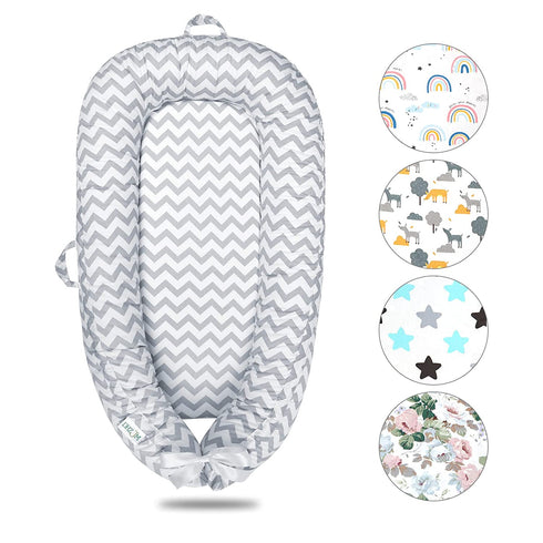 DHZJM Baby Lounger Cover,Newborn Lounger Cover for Boys, Baby Nest Cover,Snugly Fit Infant Lounger for Baby, Infant Removable Slipcover100% Cotton Breathable Sleeping Bed Cover for Newborn (Stripe)