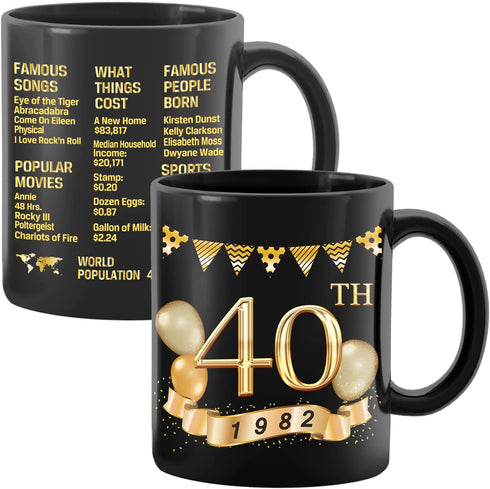 Greatingreat 1982 Old Time Information-40th Birthday Mug, Happy 40 Birthday Party, Turning 40 Birthday, 40th Bday For Her & Him, Forty Birthday Mug, Milestone Birthday