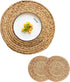 CY SISTERS Woven Placemats Set of 2, Round Placemats for Dining Table, 100% Water Hyacinth, Natural Farmhouse Braided Placemats Wicker Rustic Place Mats, Home, Wedding, Perfect for Indoor Outdoor 14€œ