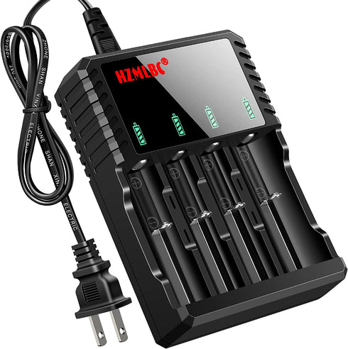 18650 Battery Charger Universal Smart 18650 Charger with LED Indicator for 3.7V Lithium ion Battery 18650 21700 26650 18500 16650 14500 Rechargeable Batteries (4 Bay)