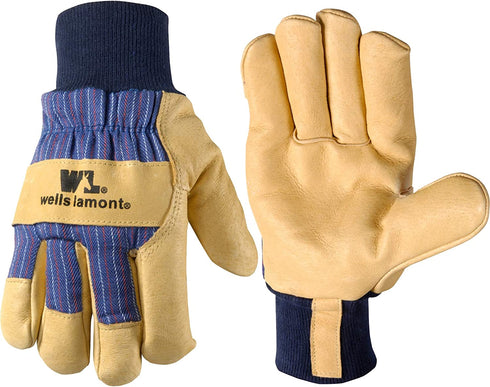 Men's Heavy Duty Leather Winter Work Gloves with Thinsulate Insulation (Wells Lamont 5127XL), Palomino with Black Back, X-Large