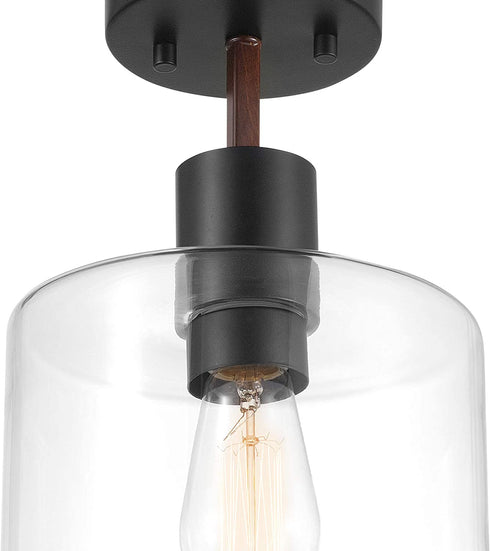 Globe Electric 60982 Sedona Semi-Flush Mount, Matte Black