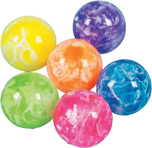 Fun Express Neon Marbleized Bouncy Balls - Bulk Set of 48 Small bouncey Balls - Toys, Party Favors, Handouts and Teacher Rewards
