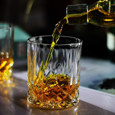 Bavel Old Fashioned Whiskey Glasses,11 OZ Scotch Glasses Set of 4,Premium Cocktail Glass,Bourbon and Scotch,Style glasses for Glassware Lover (Set of 4)
