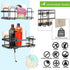 Keebofly Shower Caddy Bathroom Shower Organizer Shelf with Hooks,2 Pack,Shower Rack Wall Mount Self Adhesive Hanging,Rustproof Bamboo Basket,No Drilling Shower Storage Holder for Bathroom Shower Kitchen Black