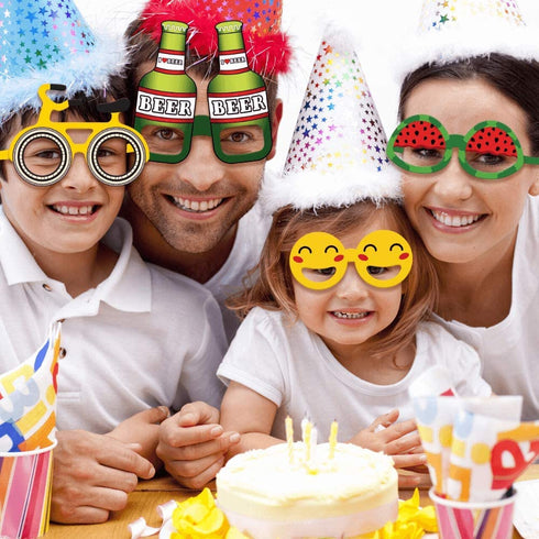 Funny Paperboard Photo Booth Props Glasses - 30-Pack Paper Party Glasses for Adults and Kids - Fun Novelty Party Favors Accessories for Birthdays, Luau and Summer Fiesta