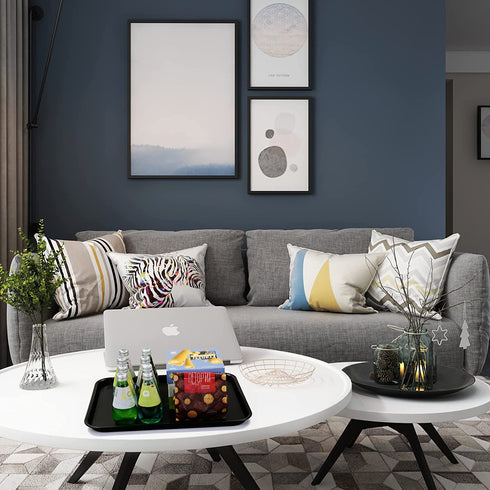 Ramddy Black Serving Trays, Plastic Fast Food Trays, Set of 4