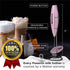 PowerLix Milk Frother Handheld Battery Operated Electric Whisk Foam Maker For Coffee, Latte, Cappuccino, Hot Chocolate, Durable Mini Drink Mixer With Stainless Steel Stand Included (Light Pink)