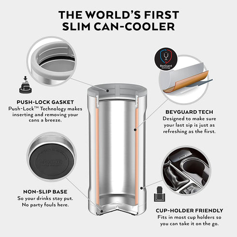BrüMate Hopsulator Slim Double-walled Stainless Steel Insulated Can Cooler for 12 Oz Slim Cans (Matte Pecan)