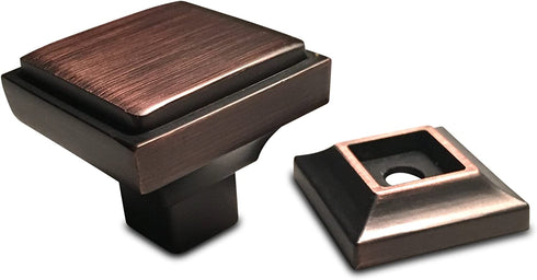 Southern Hills Oil Rubbed Bronze Cabinet Knobs - Pack of 5 - Square Kitchen Drawer Pulls - Venetian Bronze Cabinet Hardware - Dresser Knobs - Drawer Knobs - Cupboard Handles - SHKM002-ORB-5
